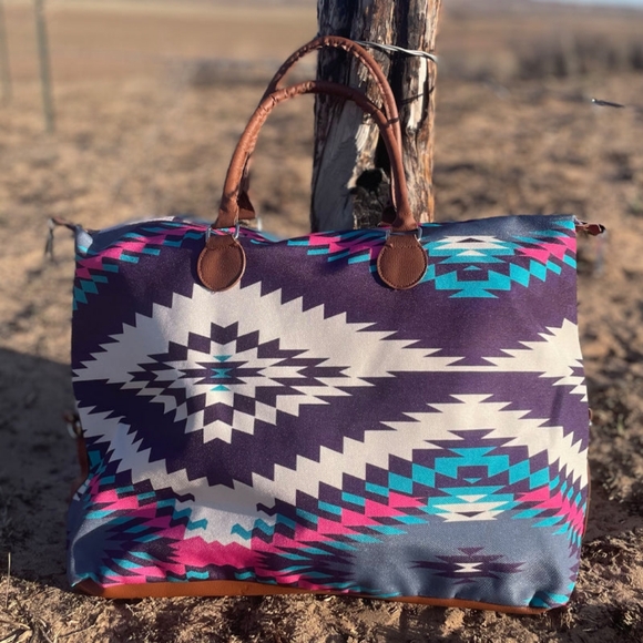 Sterling Kreek Handbags - NWT Purple Aztec large tote